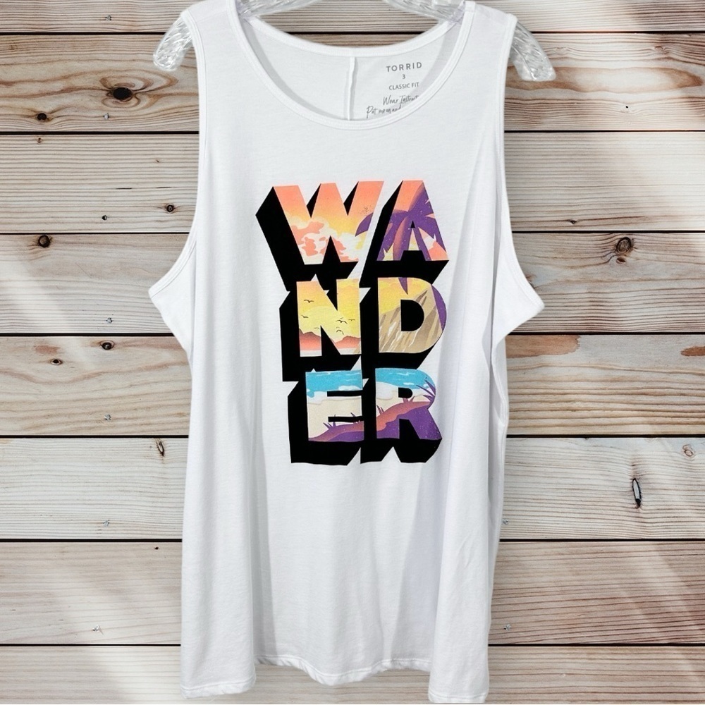 Torrid Signature Jersey Everyday Crew Neck Tank Wander White 3 3X 22 24